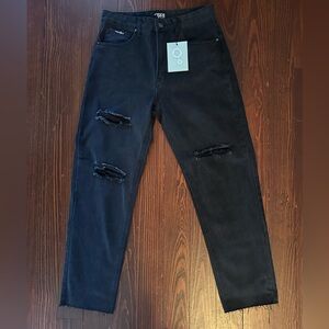 Distressed Black straight jeans
